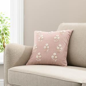 French Knot Floral Cushion Cover Pink