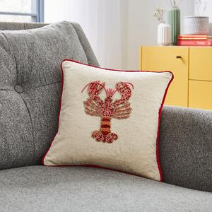 Beaded Lobster Cushion Red