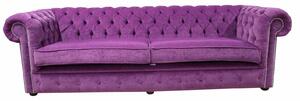 Chesterfield 4 Seater Sofa Settee Pimlico Grape Purple Fabric In Classic Style