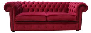 Chesterfield 3 Seater Sofa Settee Boutique Cranberry Red Velvet In Classic Style