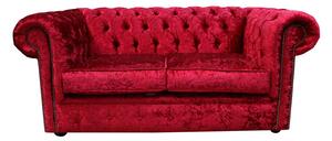 Chesterfield 2 Seater Sofa Settee Shimmer Red Velvet In Classic Style
