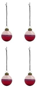 House Doctor Stripe Christmas bauble Ø5 cm 4-pack Pink-red