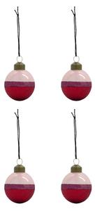 House Doctor Stripe Christmas Ornament Ø8 cm 4-pack Pink-red