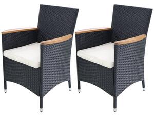 Garden Chairs 2 pcs with Cushions Poly Rattan Black