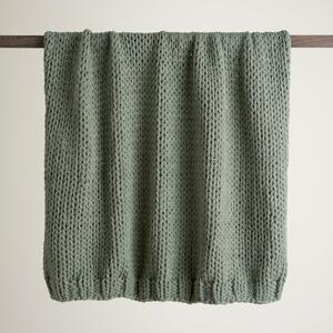 Chunky Knit 130cm x 170cm Throw Green
