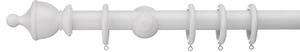 Sherwood Urn Finial Fixed Wooden Curtain Pole with Rings White
