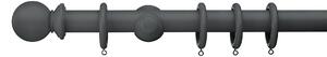 Sherwood Ball Finial Fixed Wooden Curtain Pole with Rings Dark Grey