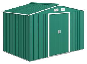Outsunny Lockable Garden Shed Large Patio Tool Metal Storage Building Foundation Sheds Box Outdoor Furniture (9 x 6 FT, Green) Aosom UK