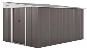 Outsunny 11 x 9 ft Metal Garden Storage Shed Sloped roof Tool House with Double Sliding Doors and 2 Air Vents, Grey