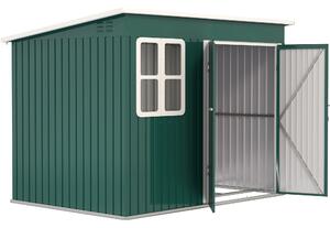 Outsunny 8.5 x 6ft Storage Shed Galvanised Steel Garden Shed, Metal Shed with Foundation Kit, Window, Lockable Wide Doors and Air Vents for Outdoor Patio, Green