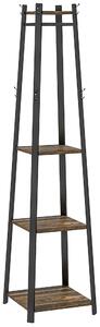 HOMCOM Compact Freestanding Coat Rack - Black/Brown