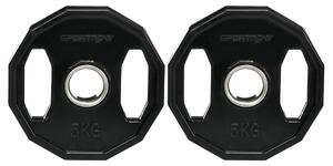 SPORTNOW Olympic Weight Plates Set, Metal and Rubber Bumper Plates Weights Discs with 2"/5cm Holes, for Home Gym Weight Lifting Strength Training, 2 x 5kg, Black