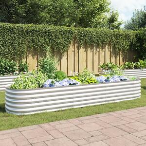 Garden Raised Bed 320x80x44 cm Galvanised Steel Silver