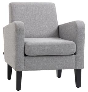 HOMCOM Modern Accent Chair, Occasional Chair with Rubber Wood Legs for Living Room, Bedroom, Light Grey