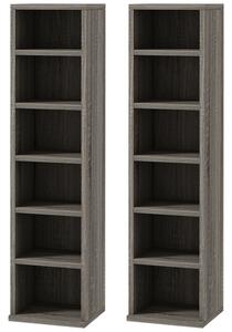 HOMCOM CD Media Display Shelf Unit Tower Rack with Adjustable Shelves, Set of 2 Aosom UK