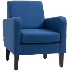 HOMCOM Modern Accent Chair, Occasional Chair with Rubber Wood Legs for Living Room, Bedroom, Blue