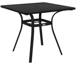 Outsunny Metal Garden Table, Steel Frame with Metal Tabletop and Umbrella Hole, Modern Design, Black Aosom UK
