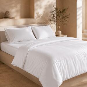 Ackly Bamboo - White Duvet Cover, Fitted Sheet & Pillowcases Set, Double