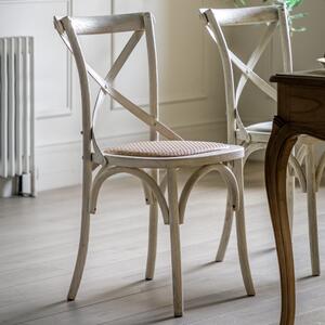 Cannock Set of 2 Dining Chairs, Oak & Rattan White