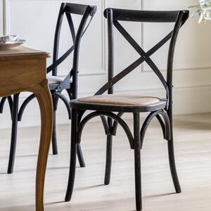 Cannock Set of 2 Dining Chairs, Oak & Rattan Black