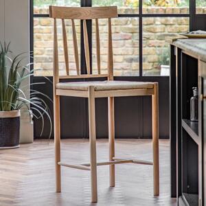 Elda Set of 2 Bar Stools, Oak Brown