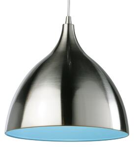 Firstlight Cafe 5744BSBL Brushed Steel and Blue Ceiling Pendant Light
