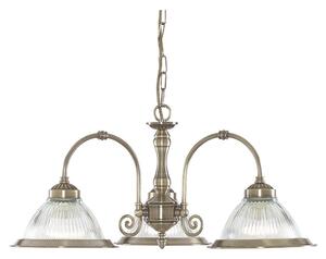 Searchlight 9343-3 American Diner 3 Light Ceiling Pendant In Antique Brass