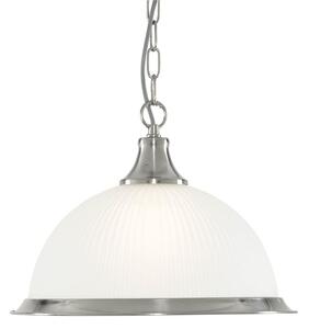 Searchlight 1044 American Diner 1 Light Ceiling Pendant Light In Satin Silver