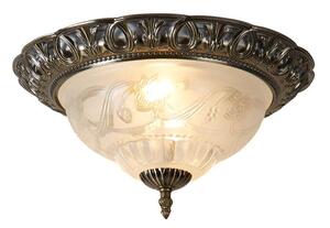 Searchlight 7045-13 Flush Ceiling Light In Antique Brass With Glass Diffuser