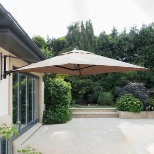 Wall Mounted 2m Square Parasol with Cover Taupe
