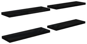 Floating Wall Shelves 4 pcs High Gloss Black 80x23.5x3.8 cm MDF