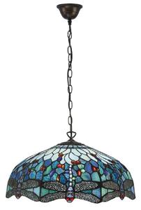 Interiors 1900 66148 Dragonfly Blue Large 3 Light Ceiling Pendant In Bronze