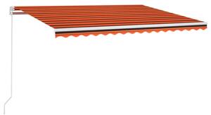 Manual Retractable Awning with LED 400x300 cm Orange and Brown