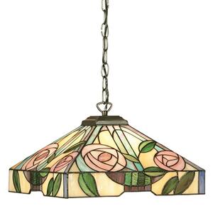 INTERIORS 1900 64385 Willow Tiffany Medium Ceiling Pendant Light With Mackintosh Rose Style