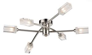 Dar MOR6446 Morgan 6 Light Satin Chrome Semi Flush Light