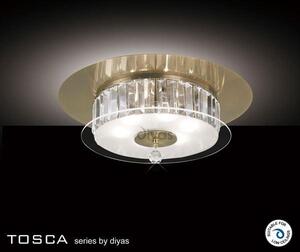 IL30244 Tosca Antique Brass 6 Lt Crystal Flush Ceiling Lamp