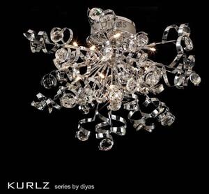 IL30182 Kurlz 15 Light Chrome And Crystal Semi-Flush Ceiling Lamp