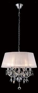 IL30046 Olivia 5 Lt Chrome Crystal Pendant With White Shade