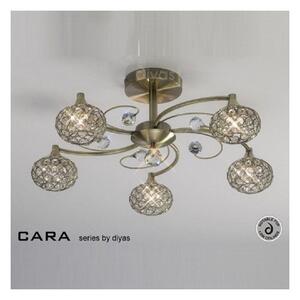 IL30945 Cara Antique Brass 5 Light Flush Ceiling Light