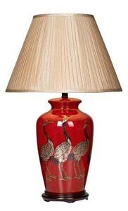 Dar BER4225 + S1086 Bertha Deep Red Ceramic Table Lamp with Shade