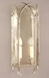 Gothic N732A Solid Brass Nickel Plated 2 Light Wall Lantern