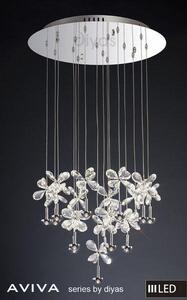 IL31146 Aviva LED 16 Light Chrome & Crystal Ceiling Pendant