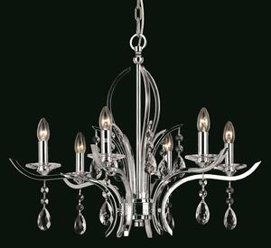 Impex CF911231/06/CH Turin 6 Light Chrome & Crystal Chandelier