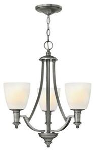 HK/TRUMAN3 3 Light Antique Nickel & Glass Modern Chandelier