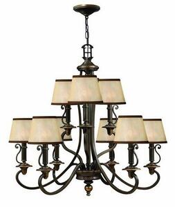 HK/PLYMOUTH9 9 Light Vintage Chandelier in Olde Bronze
