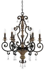 QZ/MARQUETTE6/A 6 Light Crystal Drop Heirloom Chandelier