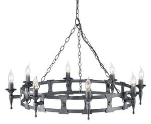 Elstead Saxon SAX8 BLK/SIL 8 Light Beaten Chandelier