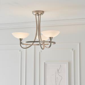 Endon CAGNEY-3SC 3 Light Glass & Satin Chrome Ceiling Light