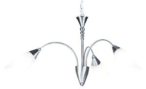 Blenheim 3 Light Ceiling Pendant Light In Satin Chrome Finish With Opal Glass Shades