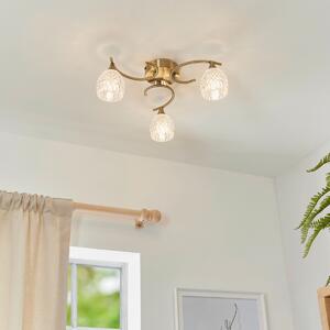 Endon BOYER-3AB 3 Light Antique Brass Semi Flush Ceiling Light